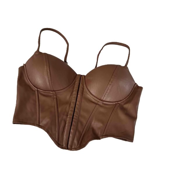 Windsor Other - Windsor Corset Top Medium Faux Leather Sleeveless Strappy Bustier Brown M